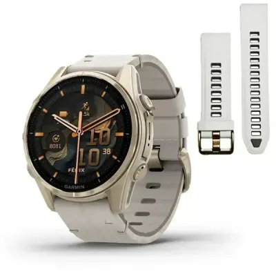 Смарт-годинник Garmin Fenix 8 – 43 мм, AMOLED Sapphire, золотистий зі шкіряним ремінцем кольору сірий вапняк - 1 Смарт-годинник Garmin Fenix 8 – 43 мм, AMOLED Sapphire, золотистий зі шкіряним ремінцем кольору сірий вапняк - 1 - Robinzon.ua