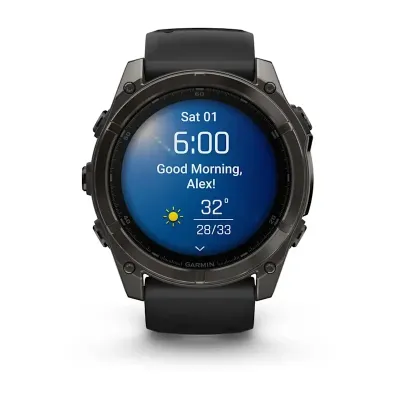 Смарт-годинник Garmin Fenix 8 – 51 мм, AMOLED Sapphire, титан з DLC-покриттям Carbon Gray і силіконовим ремінцем чорного/сірого кольору - 1 Смарт-годинник Garmin Fenix 8 – 51 мм, AMOLED Sapphire, титан з DLC-покриттям Carbon Gray і силіконовим ремінцем чорного/сірого кольору - 1 - Robinzon.ua