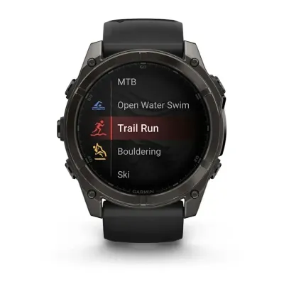 Смарт-годинник Garmin Fenix 8 – 51 мм, AMOLED Sapphire, титан з DLC-покриттям Carbon Gray і силіконовим ремінцем чорного/сірого кольору - 6 Смарт-годинник Garmin Fenix 8 – 51 мм, AMOLED Sapphire, титан з DLC-покриттям Carbon Gray і силіконовим ремінцем чорного/сірого кольору - 6 - Robinzon.ua