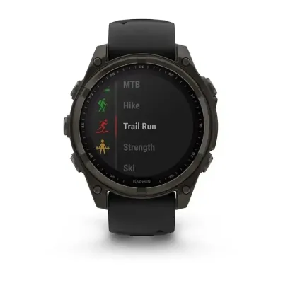 Смарт-годинник Garmin Fenix 8 – 47 мм, Solar Sapphire, титан з DLC-покриттям Carbon Gray та силіконовим ремінцем чорного/сірого кольору - 6 Смарт-годинник Garmin Fenix 8 – 47 мм, Solar Sapphire, титан з DLC-покриттям Carbon Gray та силіконовим ремінцем чорного/сірого кольору - 6 - Robinzon.ua