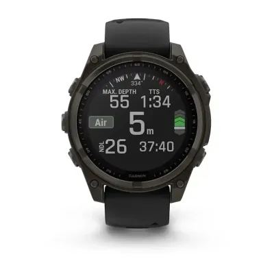Смарт-годинник Garmin Fenix 8 – 47 мм, Solar Sapphire, титан з DLC-покриттям Carbon Gray та силіконовим ремінцем чорного/сірого кольору - 7 Смарт-годинник Garmin Fenix 8 – 47 мм, Solar Sapphire, титан з DLC-покриттям Carbon Gray та силіконовим ремінцем чорного/сірого кольору - 7 - Robinzon.ua