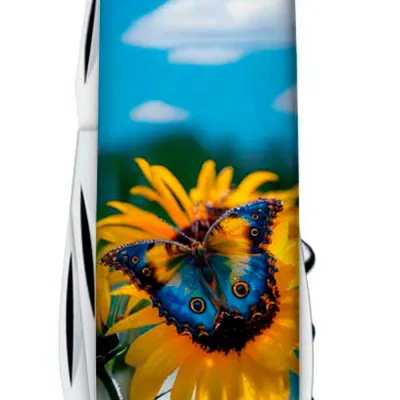 Складной нож Victorinox CAMPER UKRAINE Подсолнечники и бабочка 1.3613.7.T3200pw - 4 - Robinzon.ua