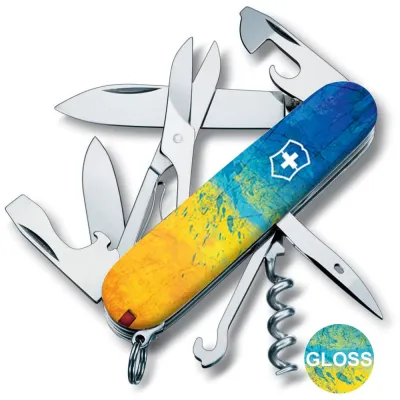 Складаний ніж Victorinox CLIMBER UKRAINE Жовто-синій малюнок 1.3703.7.T3100pw - 1 - Robinzon.ua