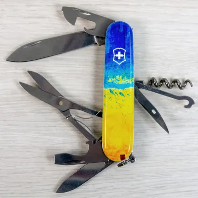 Складаний ніж Victorinox CLIMBER UKRAINE Жовто-синій малюнок 1.3703.7.T3100pw - 6 - Robinzon.ua