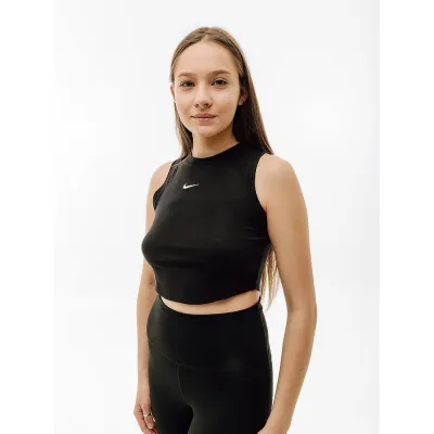 Жіночий Топ Nike W ESSNTL RIB CRP TANK Чорний L (7dFB8279-010 L) - Robinzon.ua