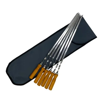 Набор шампуров Mzavod с деревянной ручкой 580х10х3мм 6шт в чехле - Robinzon.ua