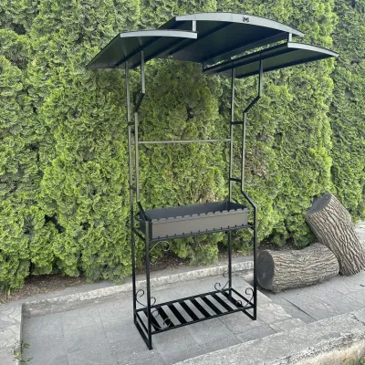 Мангал Mzavod Зевс на 12 шампурів 4мм з дахом - Robinzon.ua