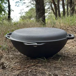 Казан азіатський КА-12КС чавунний з кришкою-сковородою 12л - Robinzon.ua