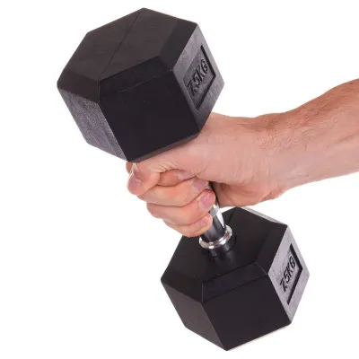 Гантель 7.5 кг цельная шестигранная гексагональная Zelart - Robinzon.ua