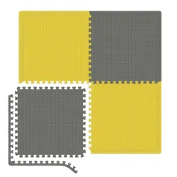 Мат-пазл EVA 1 см - 4 частин Hop-Sport A010 сірий/жовтий - Robinzon.ua