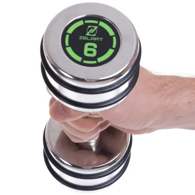 Гантель 6 кг хромированная Zelart-2622-6 Гантели, гири, штанги и диски - Robinzon.ua