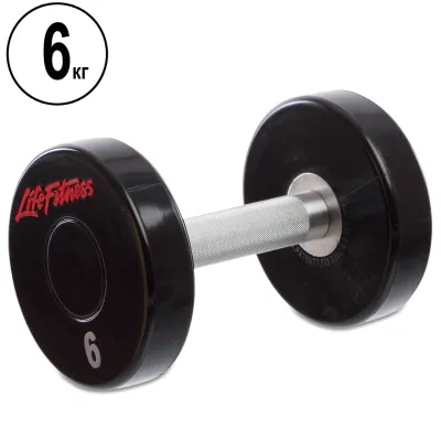 Гантель 6 кг цільна професійна LIFE FITNESS-80081-6 - Robinzon.ua