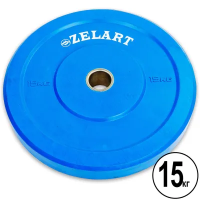 Блин (диск) бамперный для кроссфита 15 кг 51 мм Zelart Bumper Plates-5125-15 - Robinzon.ua
