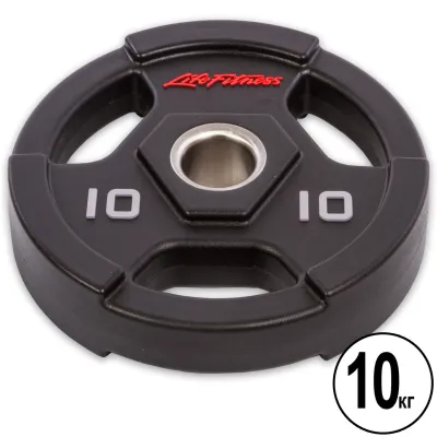 Блин (диск) полиуретановый 10 кг 51 мм LIFE-80154-10 - Robinzon.ua