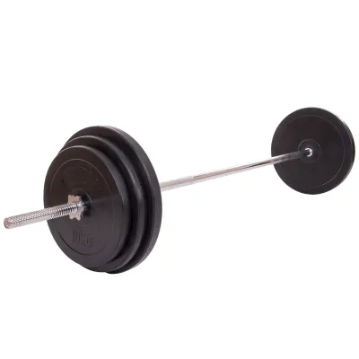 Штанга пряма з прогумованими блінами на 98 кг довжина-1,8 м SPORTS 1139-98R - Robinzon.ua