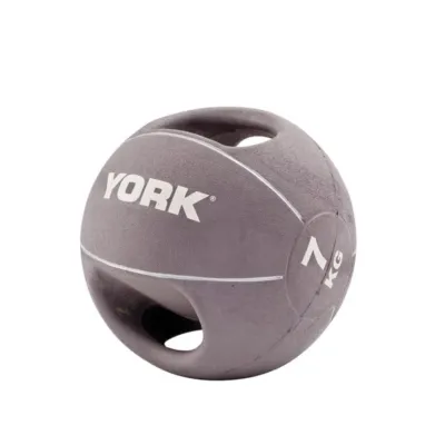 Мяч медицинский медбол 7 кг York Fitness с двумя ручками серый - Robinzon.ua