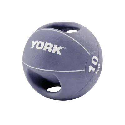 Мяч медицинский медбол 10 кг York Fitness с двумя ручками фиолетовый - Robinzon.ua