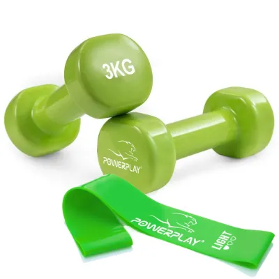 Гантель вінілова PowerPlay 4125 Achilles 2*3 кг. Зелені (2шт.) - Robinzon.ua