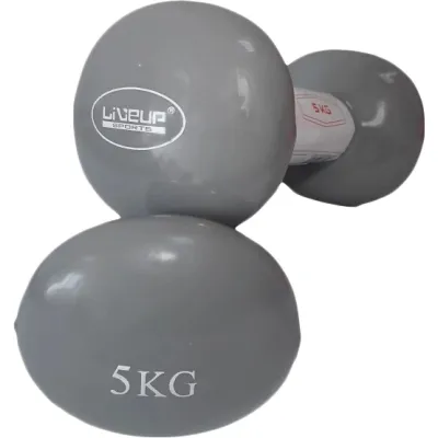 Гантели виниловые пара LiveUP Vinyl Dumbbell Egg Head серый 2х5кг LS2001-5 ( 2шт.) - Robinzon.ua
