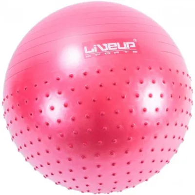 Фітбол масажний з насосом LiveUP HALF MASSAGE BALL червоний 65 см/1000гр LS3569 - Robinzon.ua