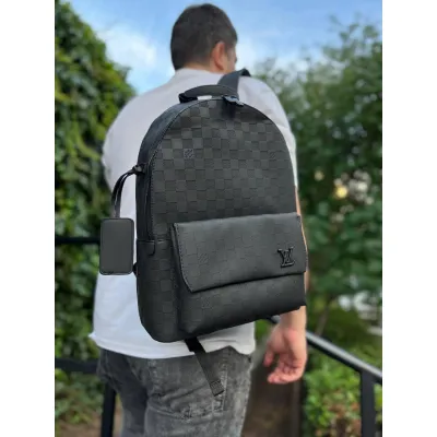 Мужской рюкзак луи витон Louis Vuitton кожаный повседневный черный в шахматку - Robinzon.ua