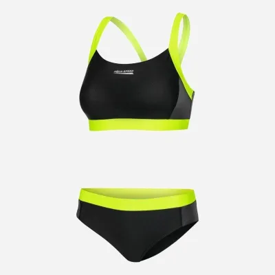 Купальник раздельный женский Aqua Speed Naomi 460-138 38 (M) Черный/Серый/Флуоресцентный желтый - Robinzon.ua