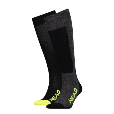 Шкарпетки Head Unisex Ski Kneehigh 2-pack 35-38 gray/black/yellow 791003001-817 - Robinzon.ua