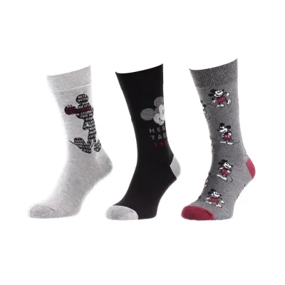 Шкарпетки Disney Mickey Writing In Mickey / Mickey All Over / Head Mickey 1 928 3-pack 39-42 gray-black 93154162-1 - Robinzon.ua