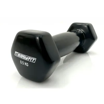 Гантель для фитнеса 0.5 кг EasyFit с виниловым покрытием черная - Robinzon.ua