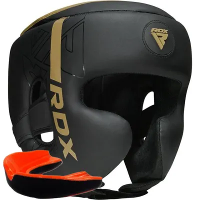 Боксерський шолом RDX F6 KARA Matte Golden M (капа у комплекті) - Robinzon.ua