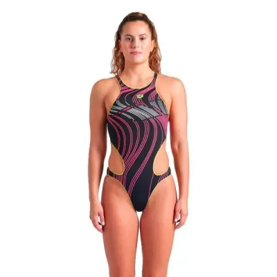 Купальник закритий для женщин Arena ONE  STREAM SWIMSUIT черный, розовый Жен 40 008953-560 40 - Robinzon.ua