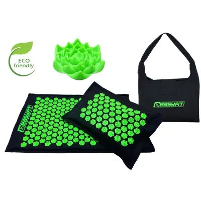 Массажный коврик EasyFit AcuRelax с иголками (аппликатор Кузнецова) черно-зеленый - Robinzon.ua