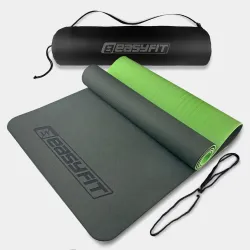 Килимок для йоги та фітнеса EasyFit TPE+TC 6мм двошаровий + Чохол чорний з зеленим Килимок для йоги та фітнеса EasyFit TPE+TC 6мм двошаровий + Чохол чорний з зеленим - Robinzon.ua