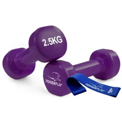 Гантелі вінілові PowerPlay 4125 Achilles 2*2.5 кг. Фіолетові (пара - 2шт.) - Robinzon.ua