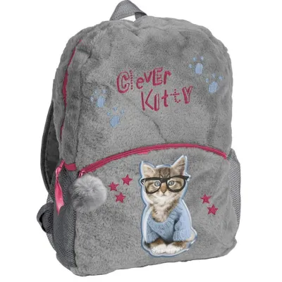 Плюшевий дитячий рюкзак для дівчинки 10L Paso сірий - Robinzon.ua