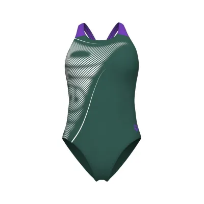 Купальник закритий для жінок Arena BRIGHT GLARE SWIMSUIT V BACK зелений Жін 42 008930-690 42 - Robinzon.ua