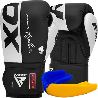 Боксерські рукавиці RDX F4 Boxing Sparring Gloves Hook&amp;Loop WHITE/BLACK 12 унцій (капа у комплекті) - Robinzon.ua
