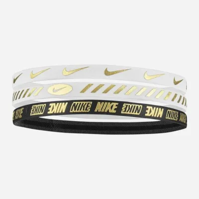 Пов'язка на голову Nike W HEADBANDS 3.0 3 PK METALLIC білий, чорний Уні One Size N.100.4527.112.OS - Robinzon.ua