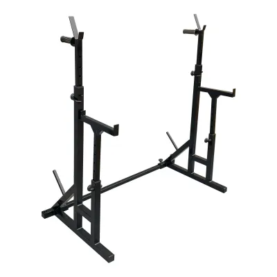 Стійки під штангу 40 на 40 мм Чорний зі страхувальними упорами, брусами та штирями для зберігання блінів - Robinzon.ua