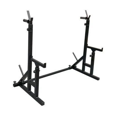Стійки під штангу 50 на 50 мм Чорний зі страхувальними упорами, брусами та штирями для зберігання блінів - Robinzon.ua