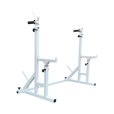 Стійки під штангу 50 на 50 мм Білий зі страхувальними упорами, брусами та штирями для зберігання блінів - Robinzon.ua