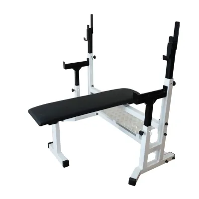Лавка горизонтальна професійна для жиму зі страховкою та платформою 60 на 60 мм - Robinzon.ua