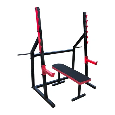 Скамья горизонтальная для жима + Стойки проф со страховкой 50 на 50 мм - Robinzon.ua