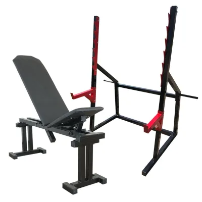 Лавка для жиму регульована 40 на 40 мм + Стійки для присідання під штангу 50 на 50 мм - Robinzon.ua