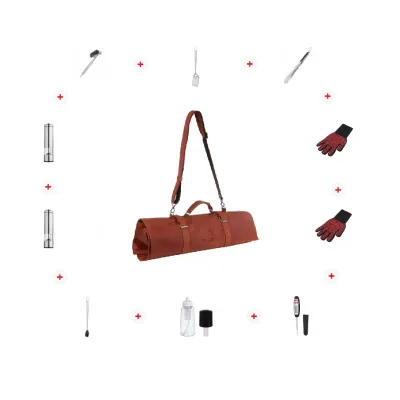 Акция! Скрутка ТОП 10 аксессуаров для барбекю кожаная GRILLI 888044. - Robinzon.ua