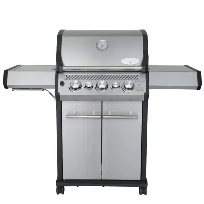 Газовий гриль SANTOS S-318, з бічним і заднім пальниками, нержавіюча сталь 900280 - Robinzon.ua