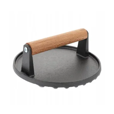 Прес для м'яса чавунний з дерев'яною ручкою 1,5 кг &Oslash;20 см GRILLI 777185 - Robinzon.ua