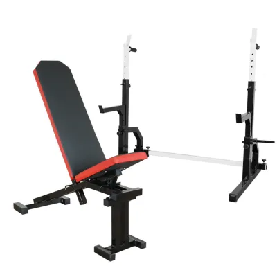 Лавка з від'ємним кутом 40 на 40 мм + Стійки зі страховкою 50 на 50 мм + бруси та штирі під бліни - Robinzon.ua