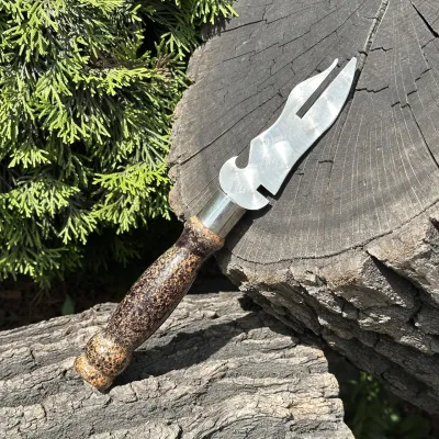 Вилка Mzavod с деревянной ручкой для снятия мяса 280х2мм  мраморная - Robinzon.ua