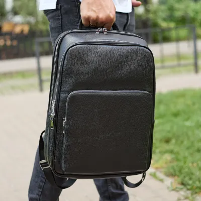 Кожаный мужской рюкзак классический черный из натуральной кожи качественный Tiding Bag 45239 - Robinzon.ua